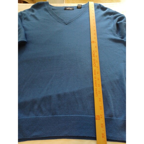 Allen Solly blue silkblend Vneck sweater mens M pullover classic golf office - Picture 8 of 8